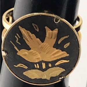 Gold and Black Bird Design Ring